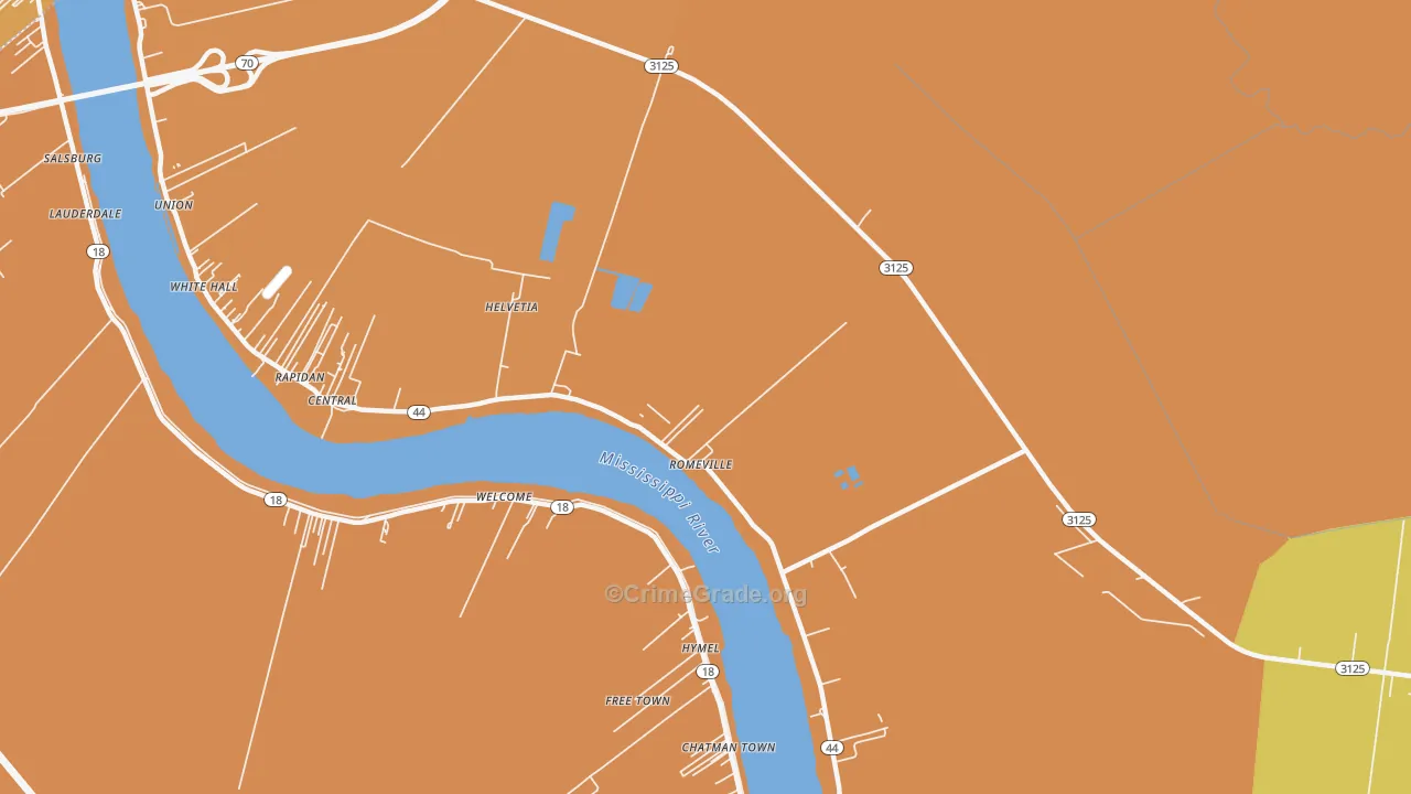 Romeville, LA Map of Murder Rates