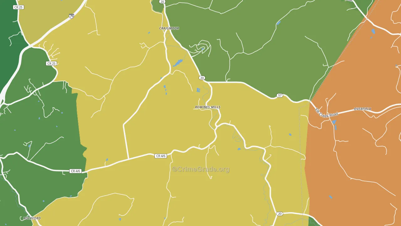 Romines Mills, WV Map of Murder Rates