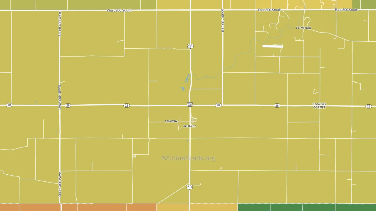 Romney, IN Map of Murder Rates