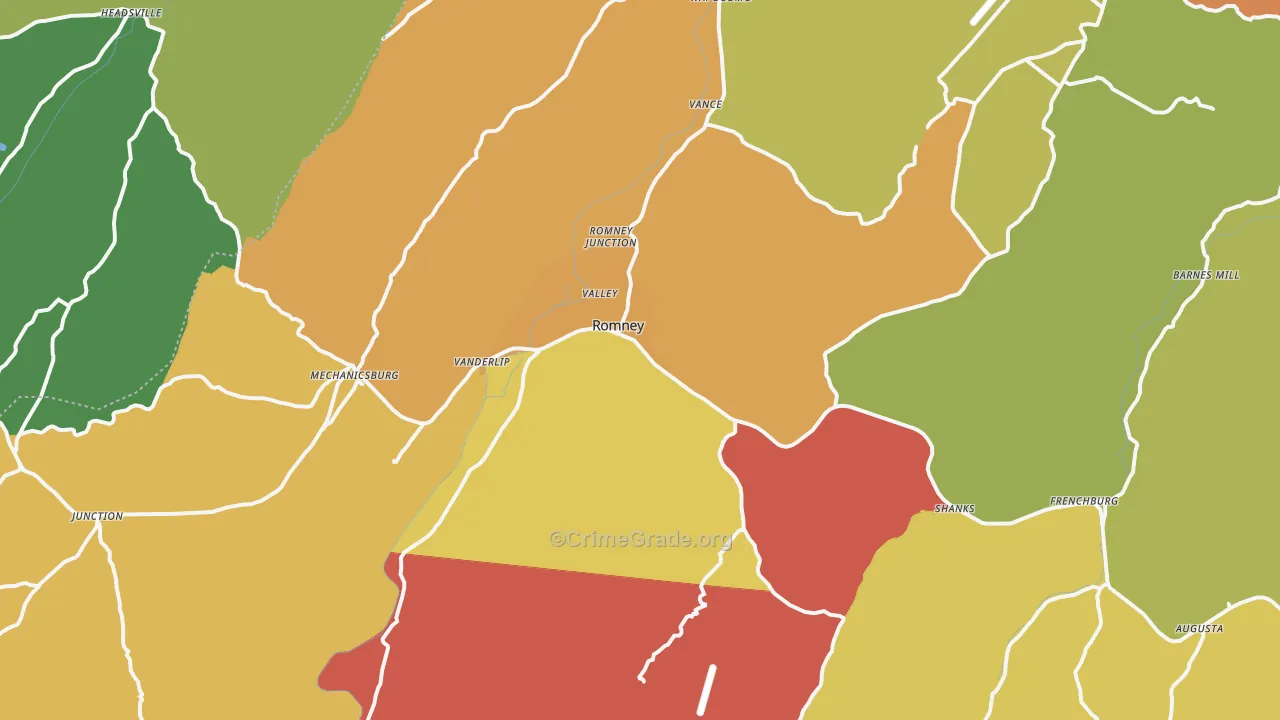 Romney, WV Map of Murder Rates