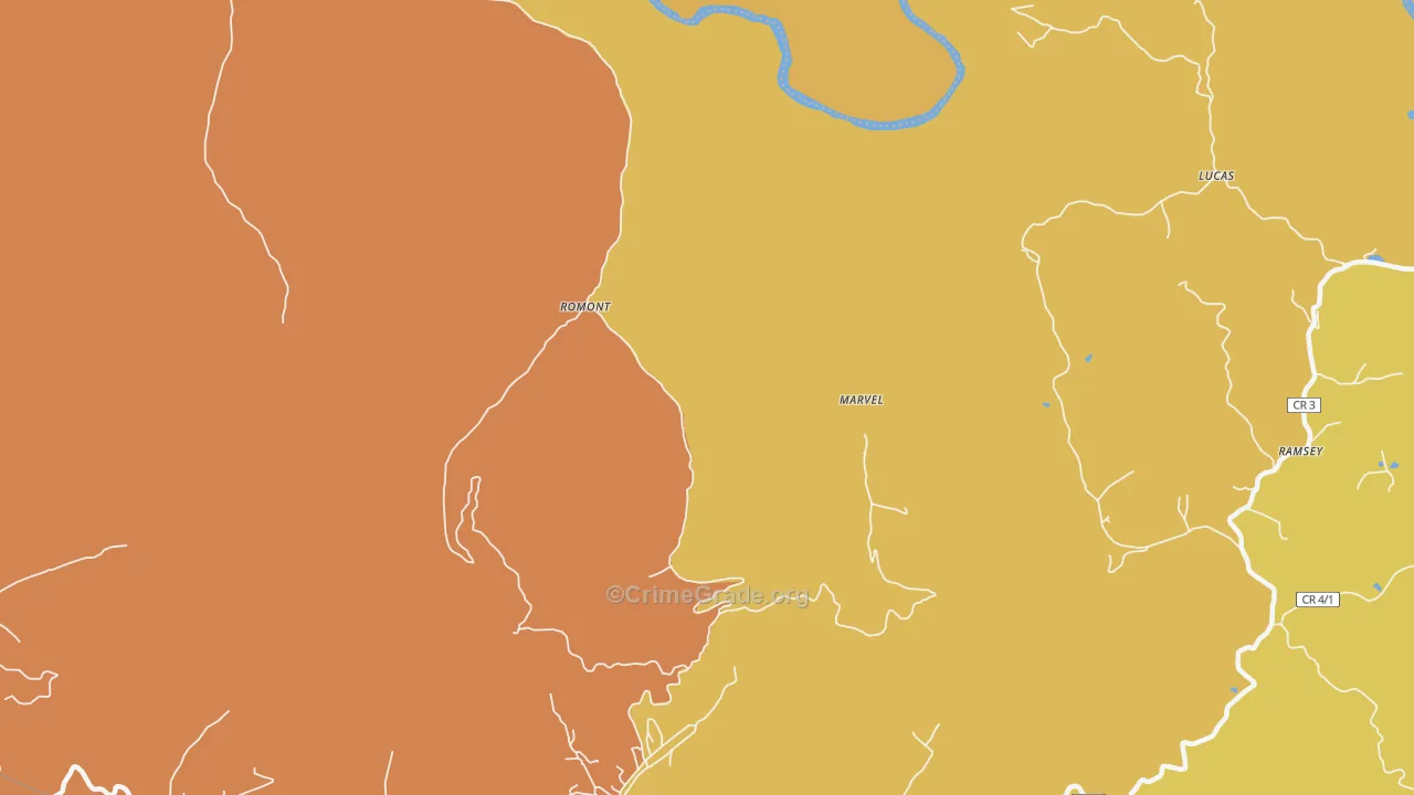 Romont, WV Map of Murder Rates