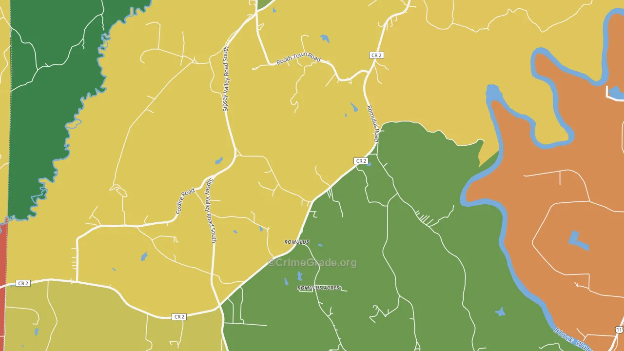 Romulus, AL Map of Murder Rates