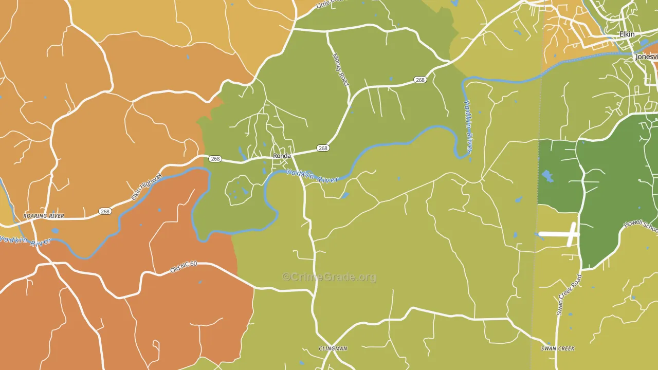 Ronda, NC Map of Murder Rates