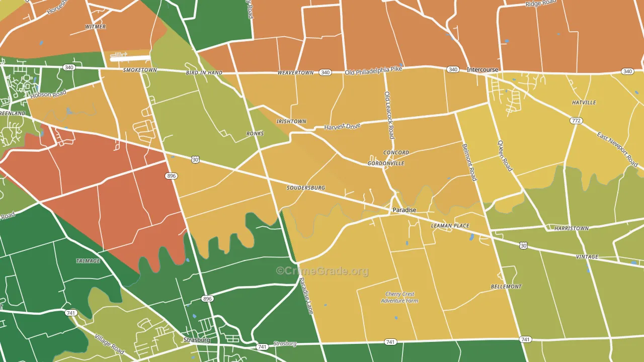 Ronks, PA Map of Murder Rates