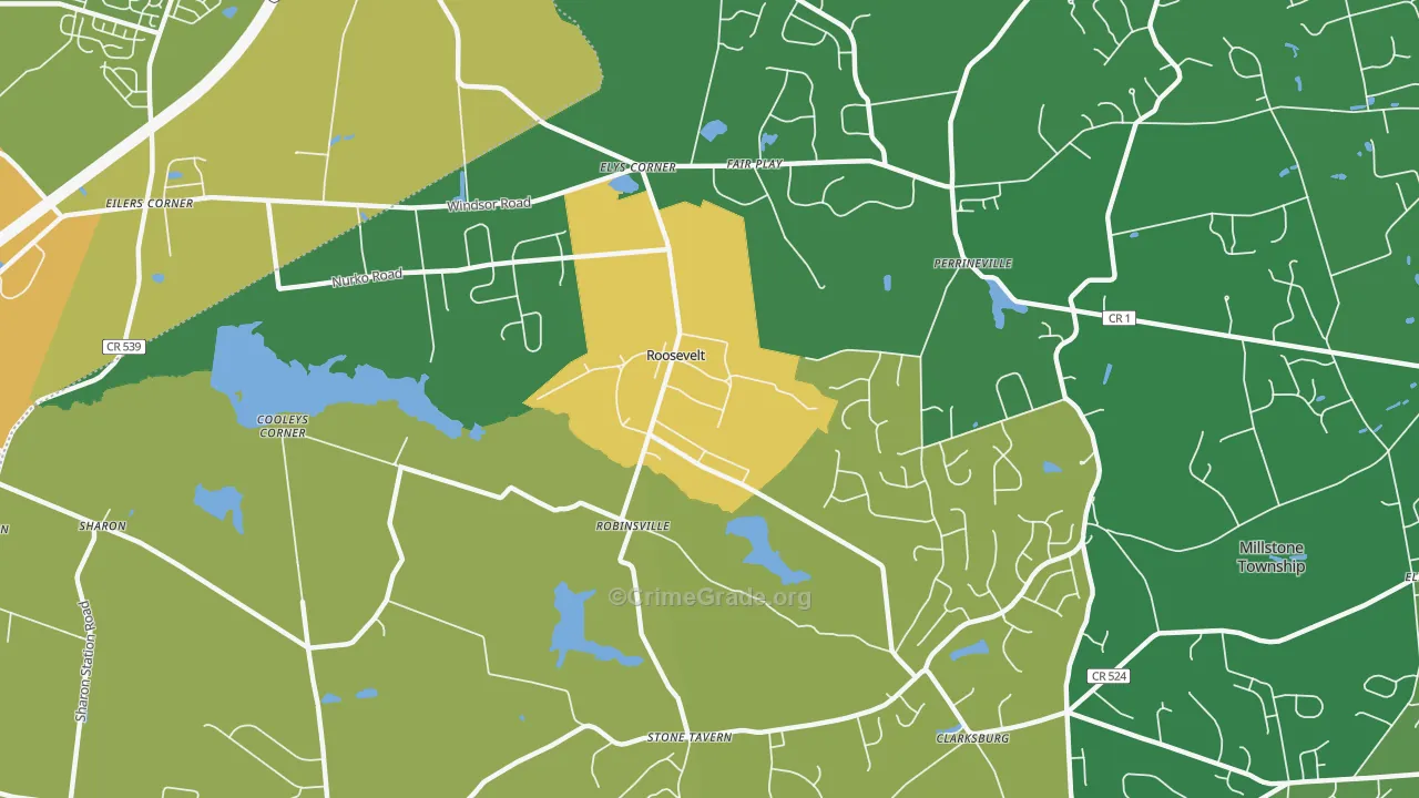 Roosevelt, NJ Map of Murder Rates