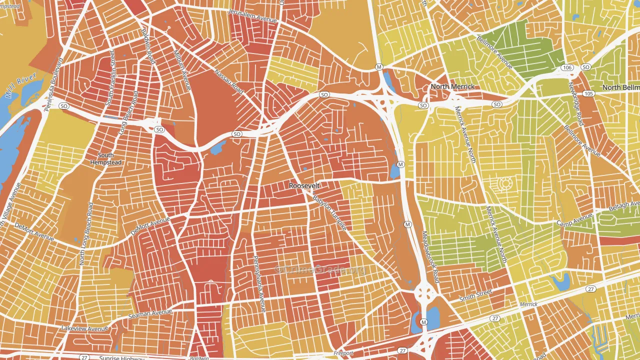 Roosevelt, NY Map of Murder Rates