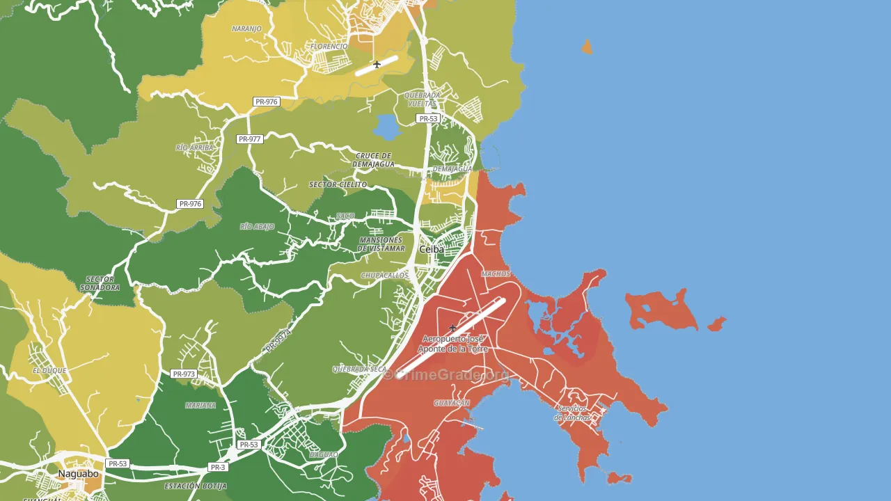Roosevelt Roads Naval Station, PR Map of Murder Rates