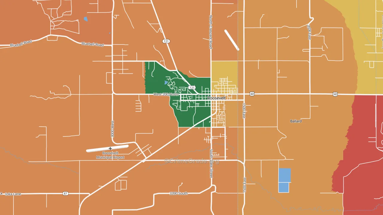 Roosevelt, UT Map of Murder Rates