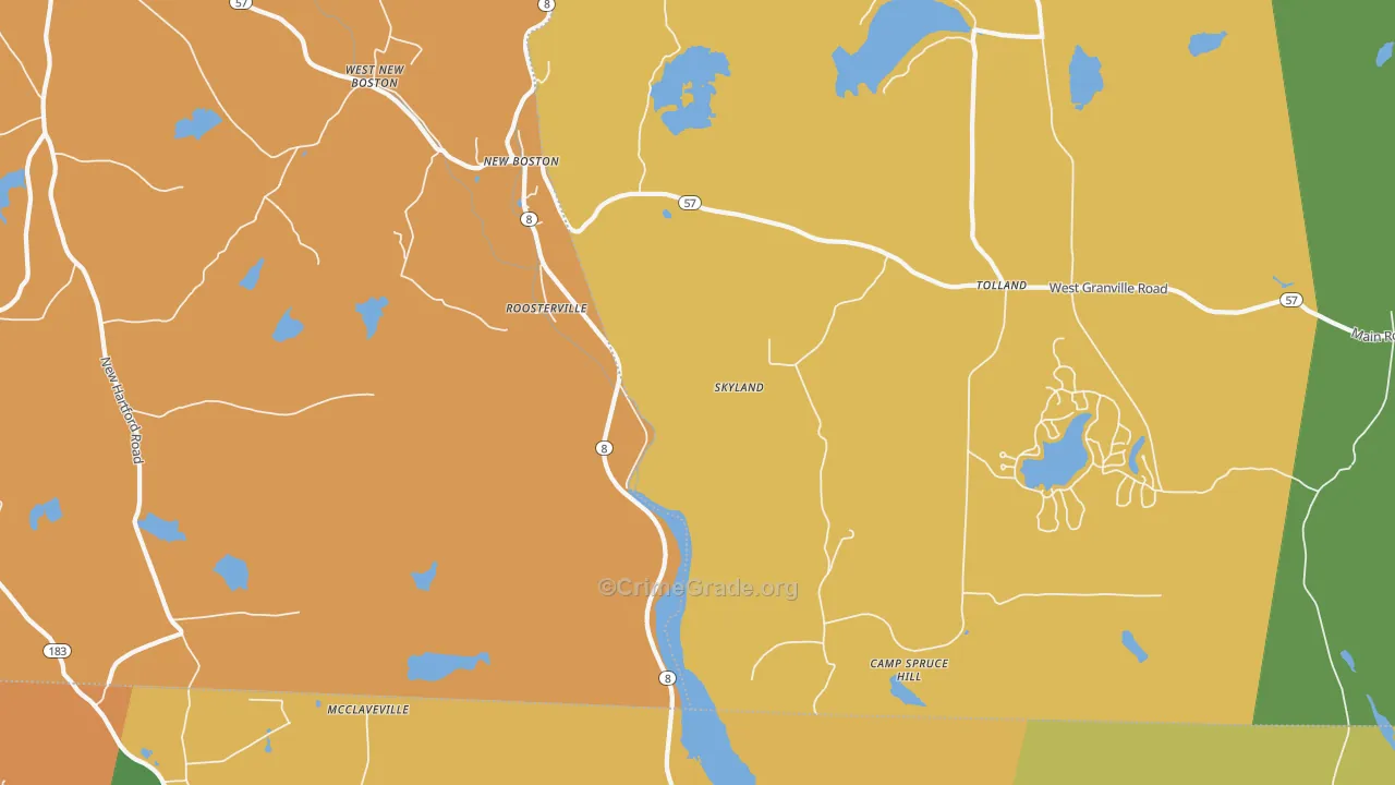 Roosterville, MA Map of Murder Rates