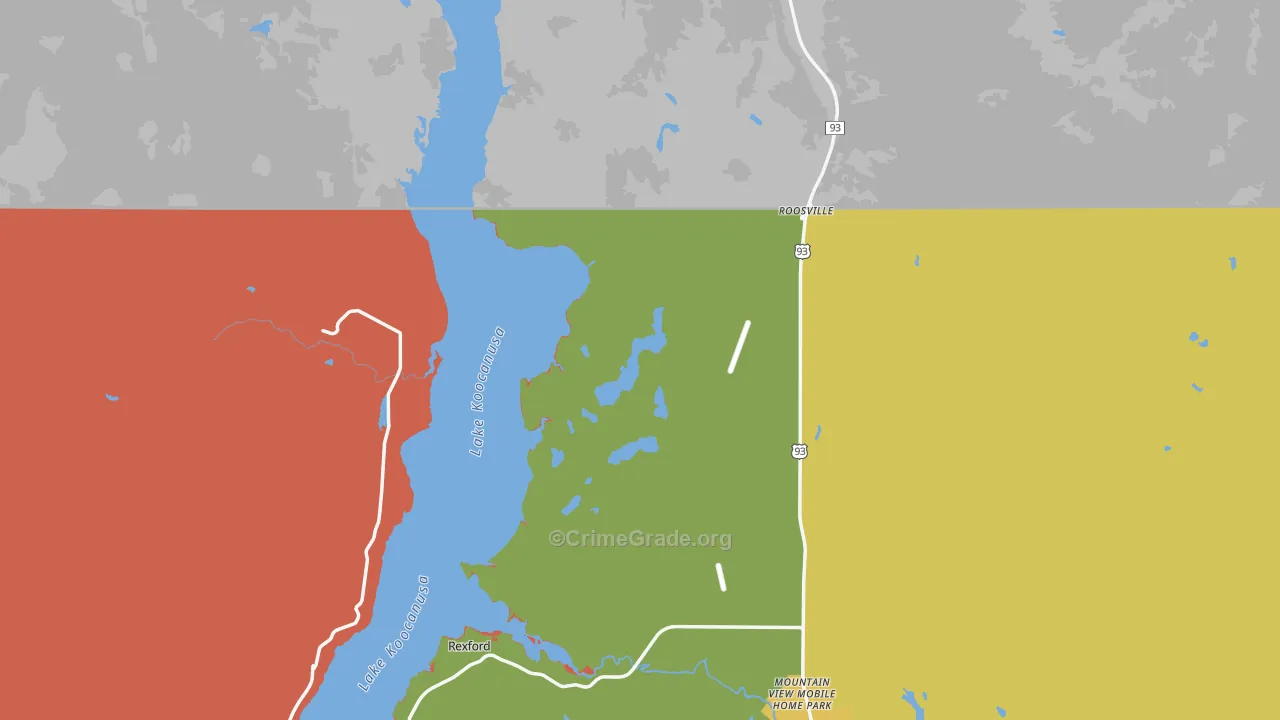 Roosville, MT Map of Murder Rates