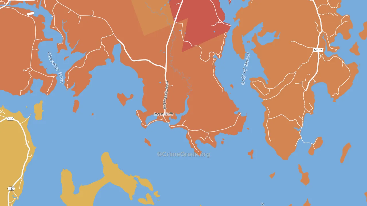 Roque Bluffs, ME Map of Murder Rates