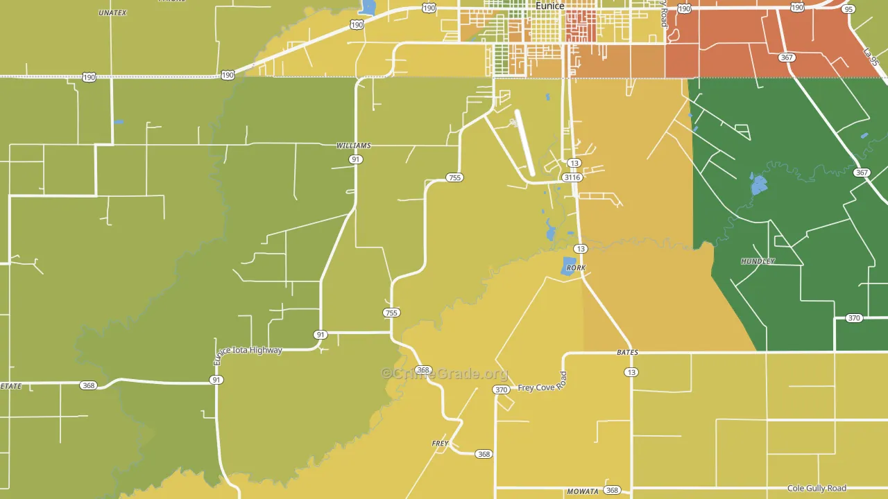 Rork, LA Map of Murder Rates