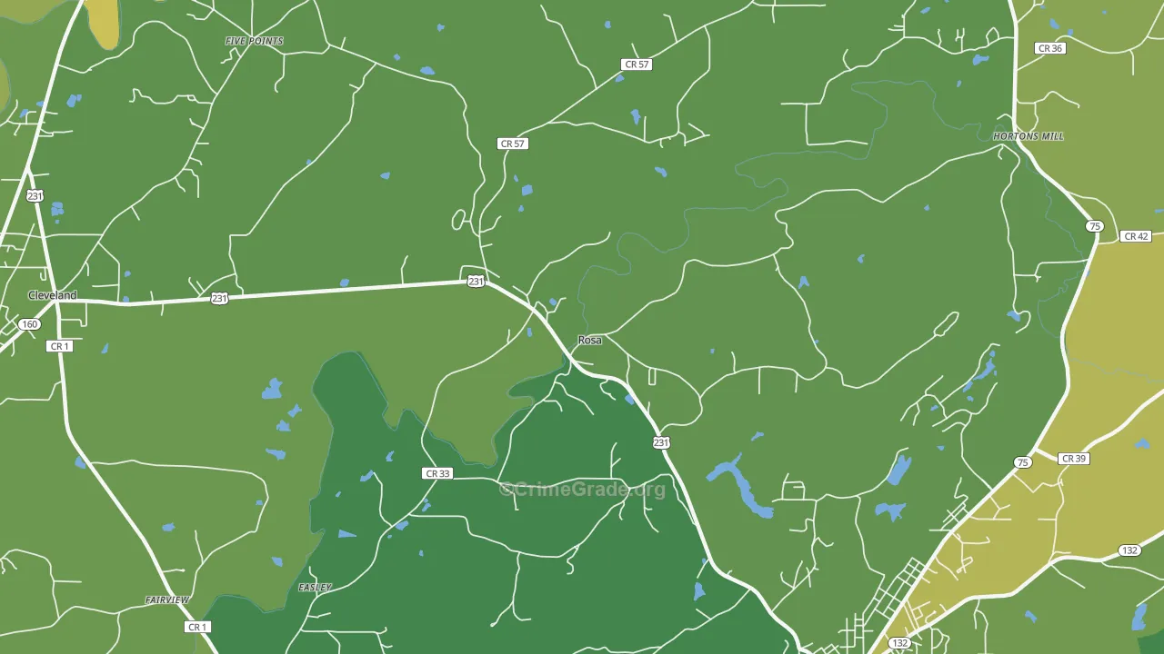 Rosa, AL Map of Murder Rates