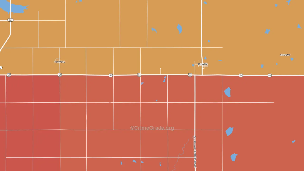 Rosalia, KS Map of Murder Rates