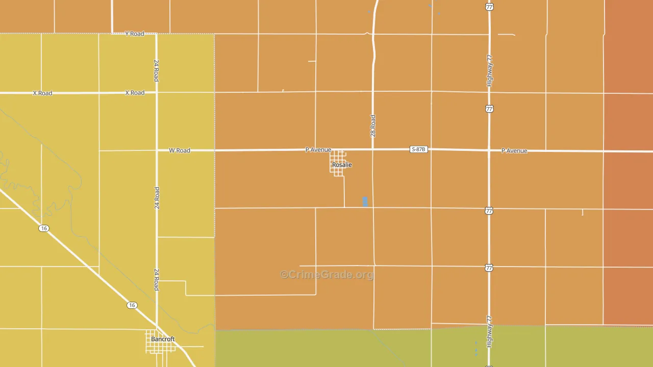 Rosalie, NE Map of Murder Rates
