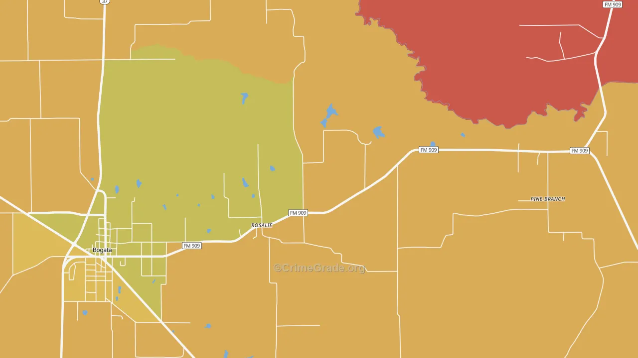 Rosalie, TX Map of Murder Rates