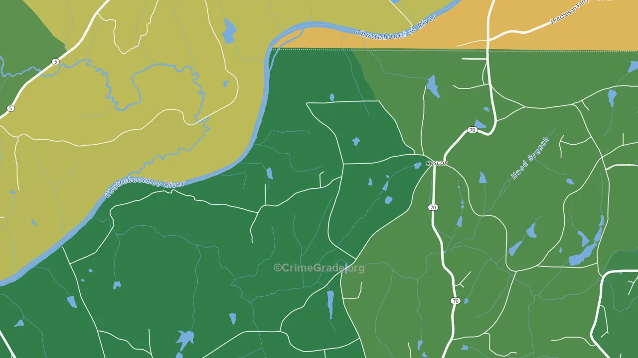 Roscoe, GA Map of Murder Rates