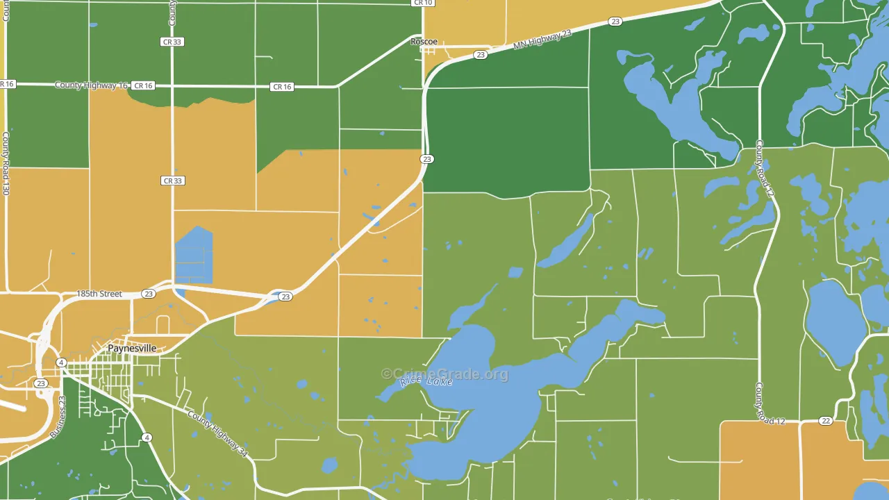 Roscoe, MN Map of Murder Rates