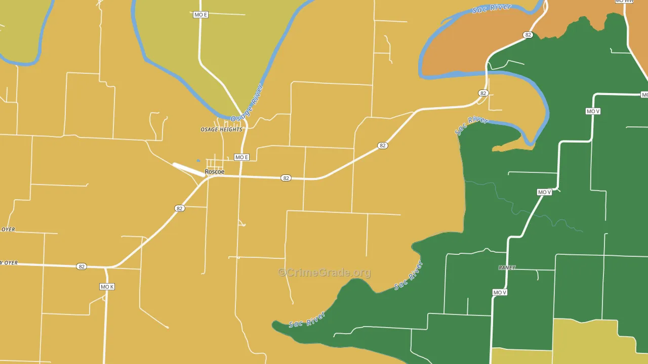 Roscoe, MO Map of Murder Rates