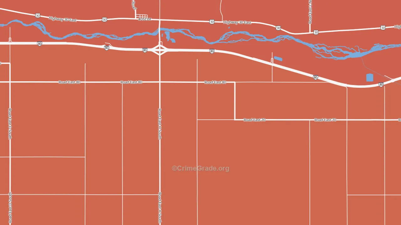 Roscoe, NE Map of Murder Rates