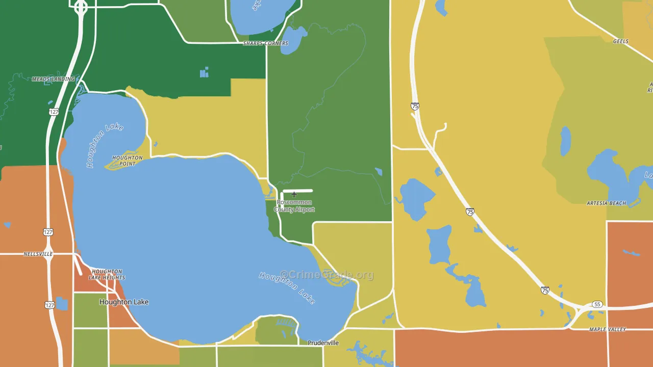 Roscommon County, MI Map of Murder Rates