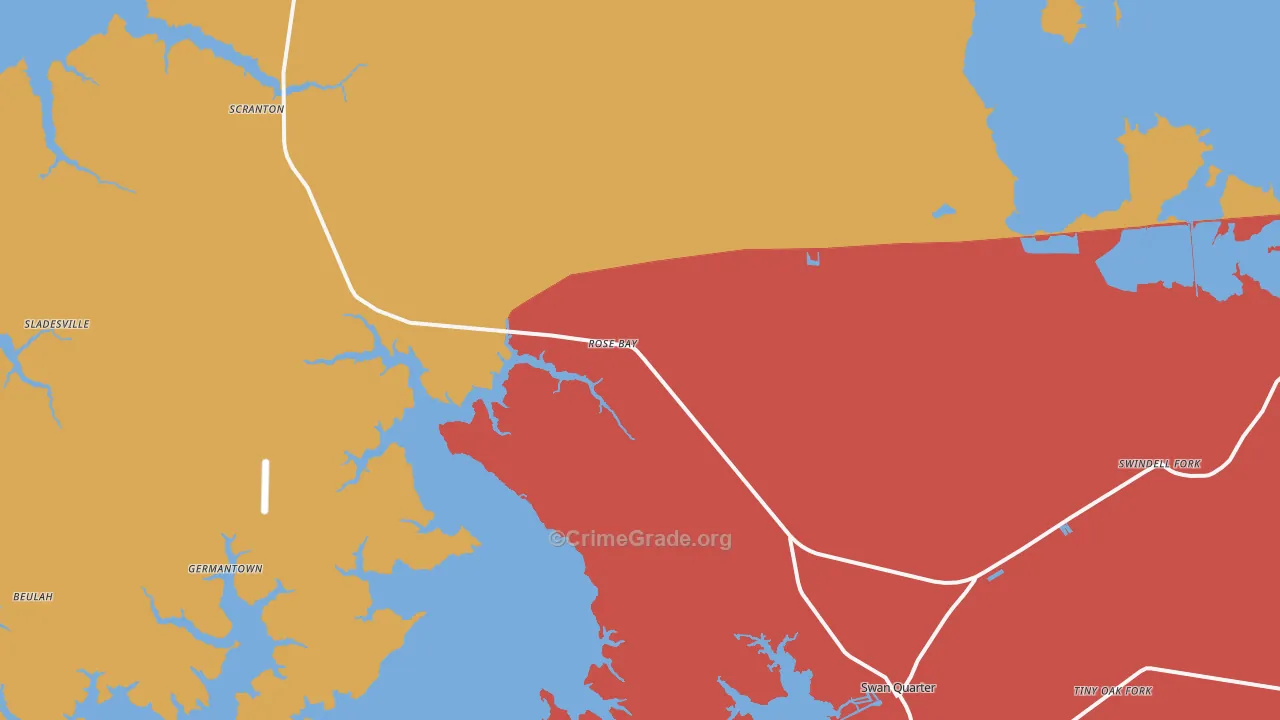 Rose Bay, NC Map of Murder Rates