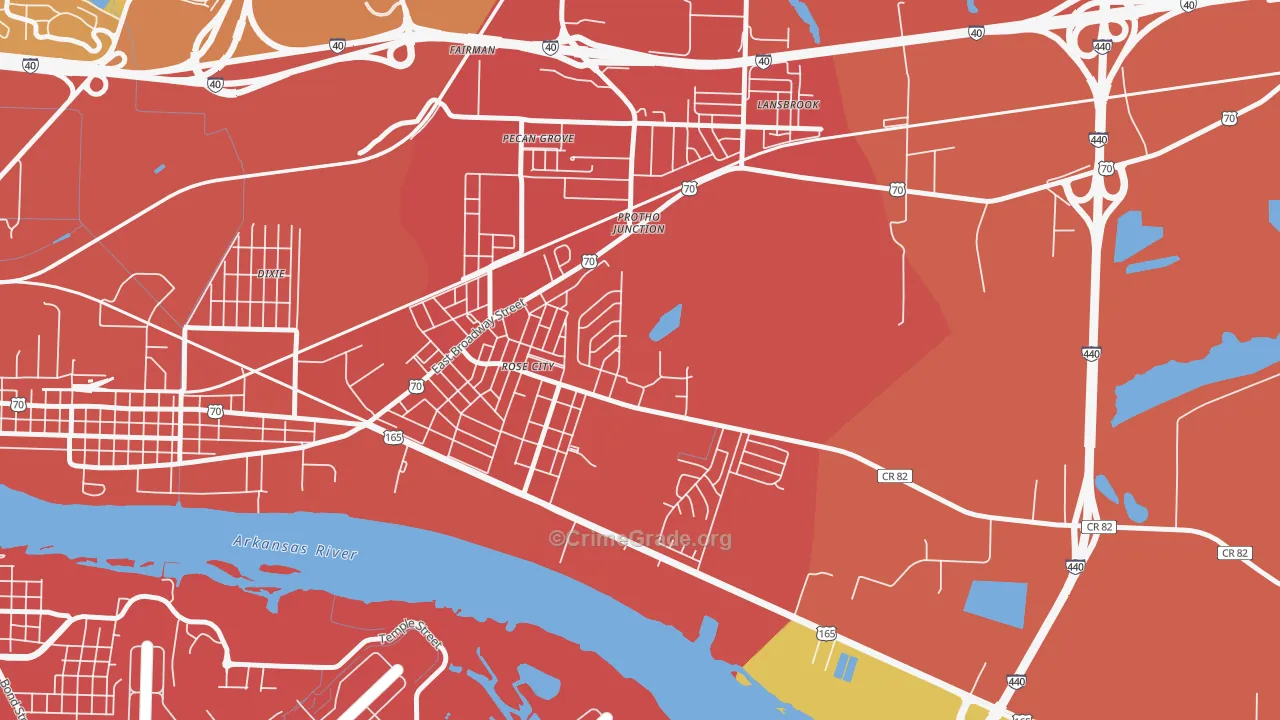 Rose City, AR Map of Murder Rates