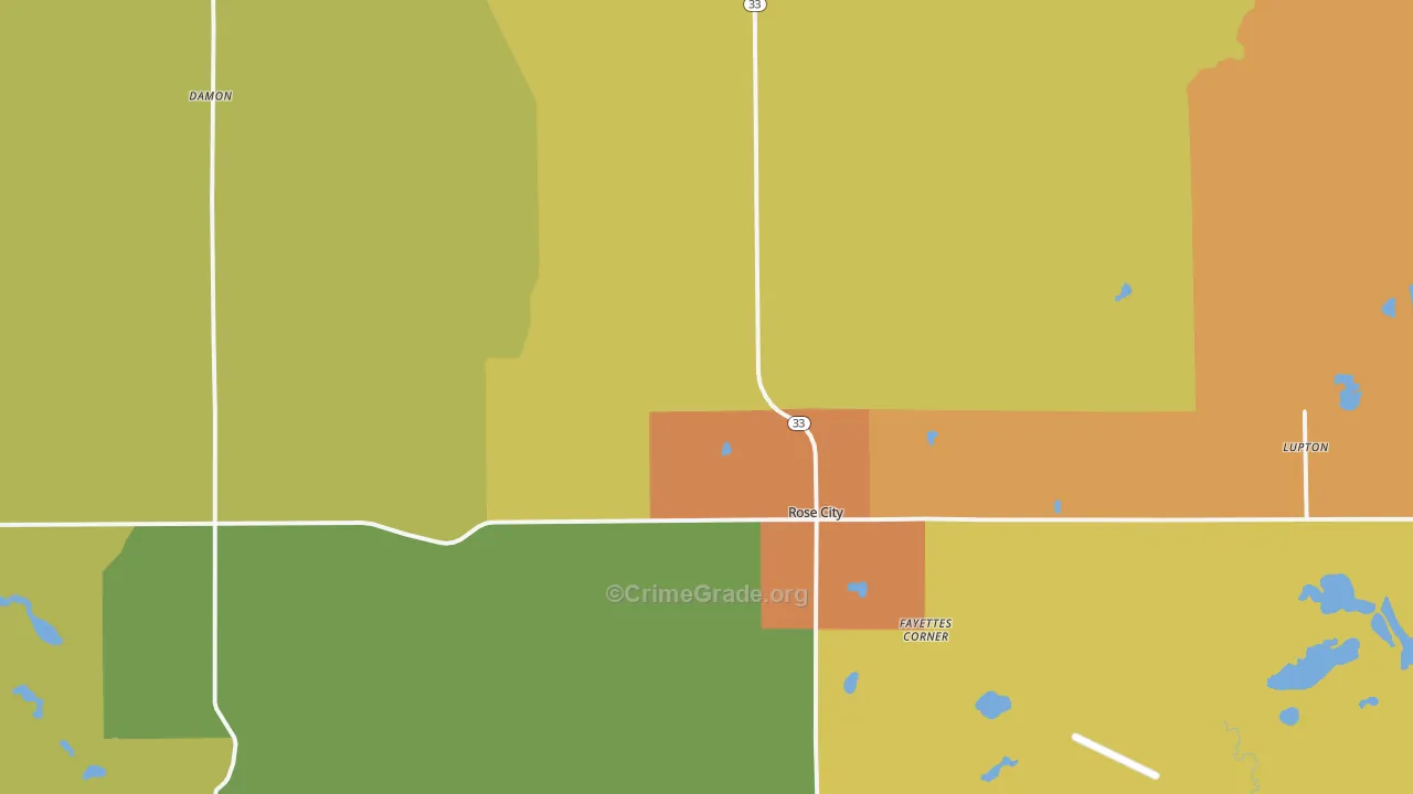 Rose City, MI Map of Murder Rates