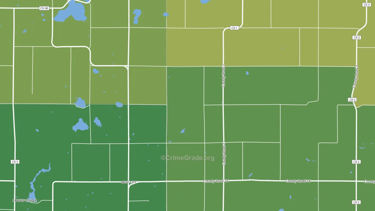 Rose City, MN Map of Murder Rates