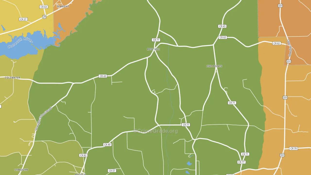 Rose Hill, AL Map of Murder Rates