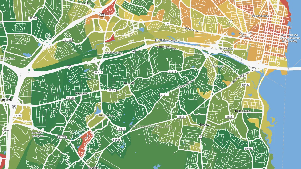 Rose Hill, Alexandria, VA Map of Murder Rates