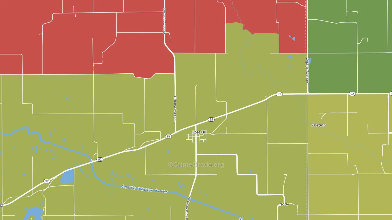 Rose Hill, IA Map of Murder Rates