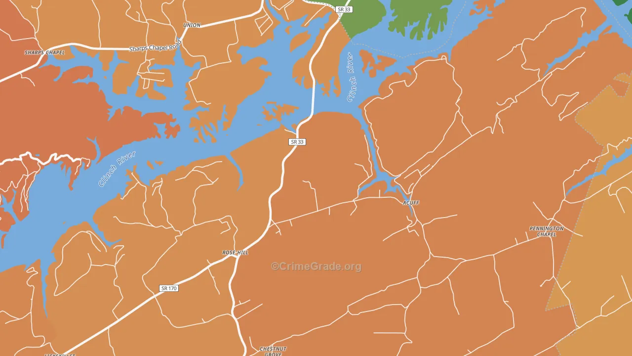 Rose Hill, TN Map of Murder Rates