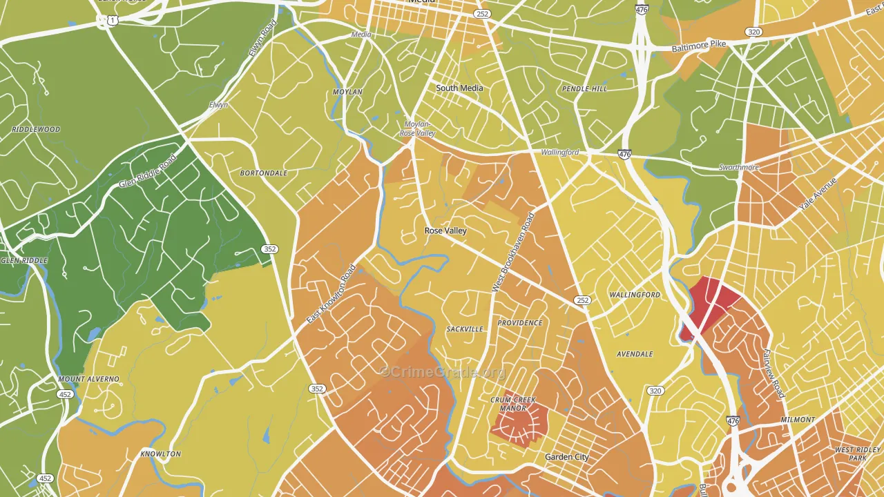 Rose Valley, PA Map of Murder Rates