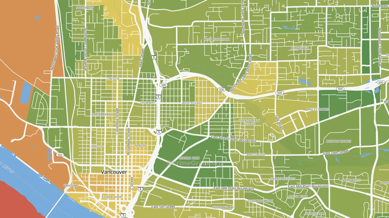 Rose Village, Vancouver, WA Map of Murder Rates
