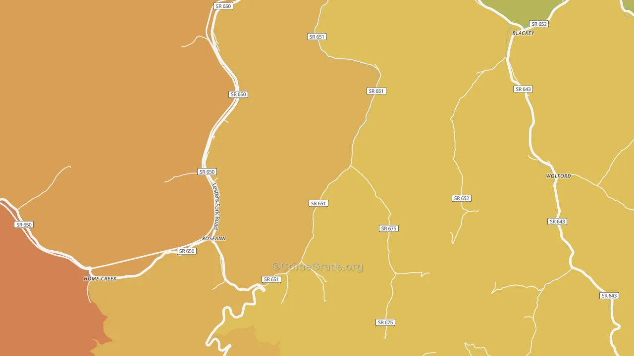 Roseann, VA Map of Murder Rates