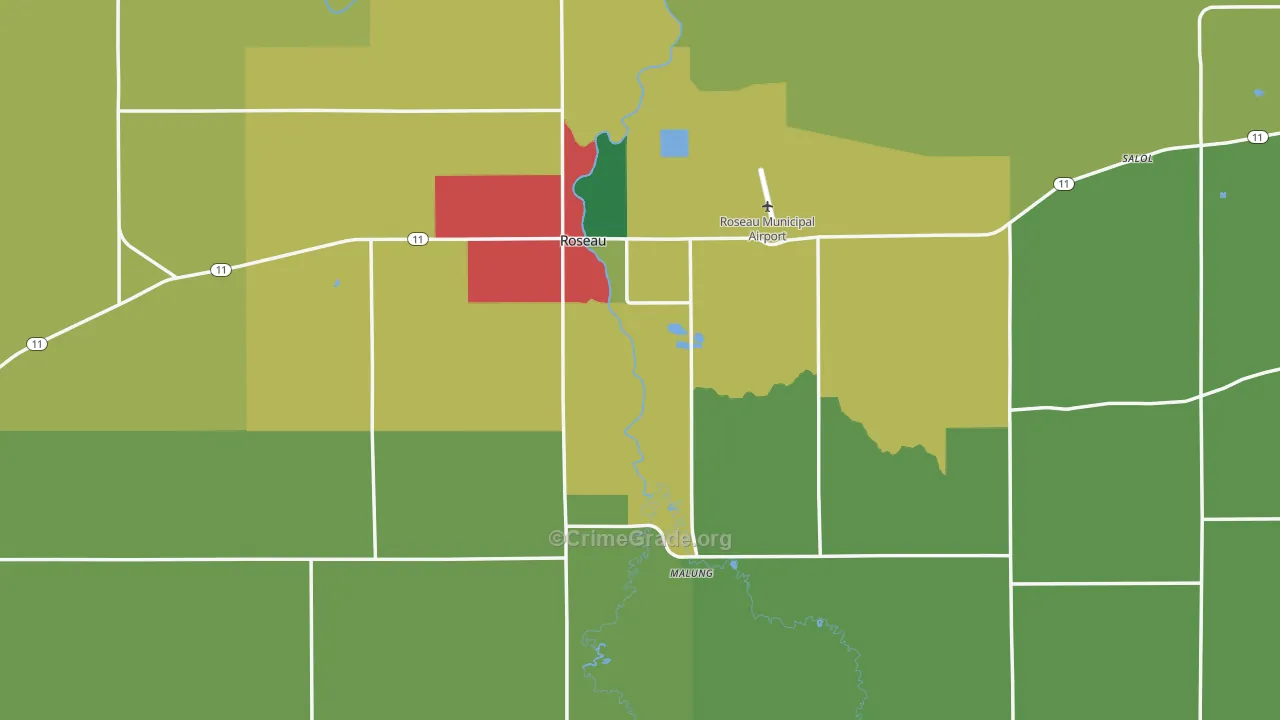 Roseau, MN Map of Murder Rates