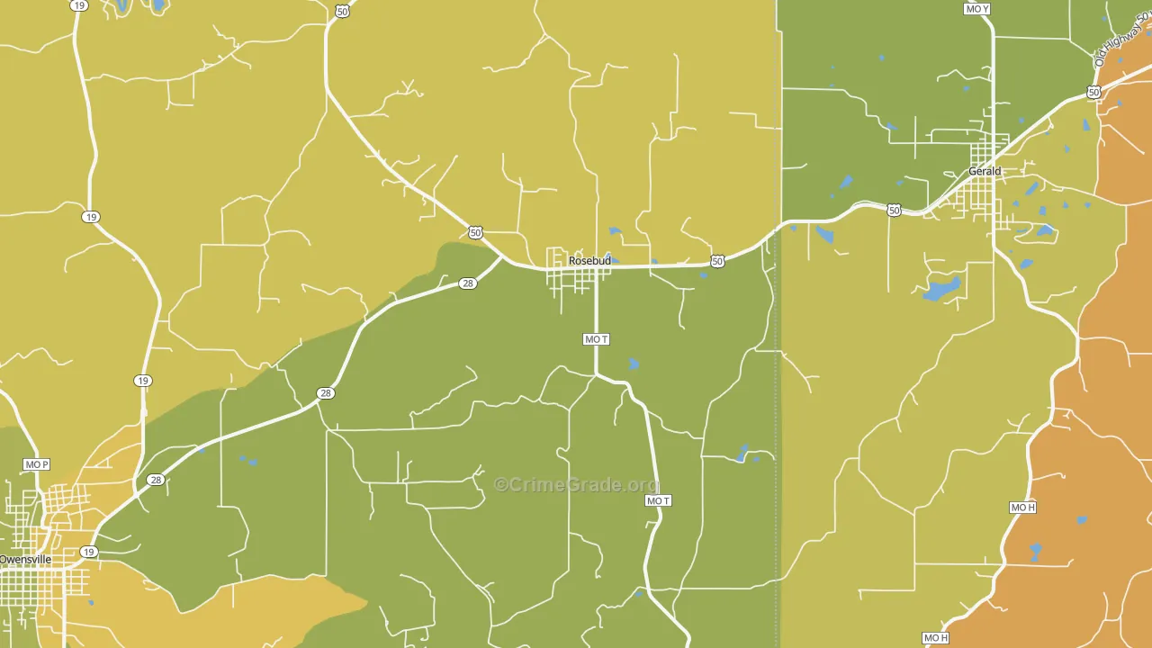 Rosebud, MO Map of Murder Rates