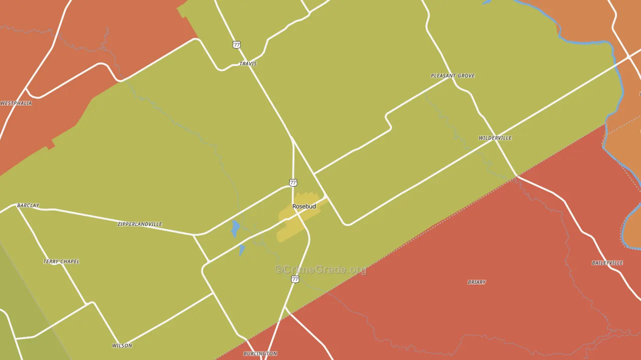 Rosebud, TX Map of Murder Rates