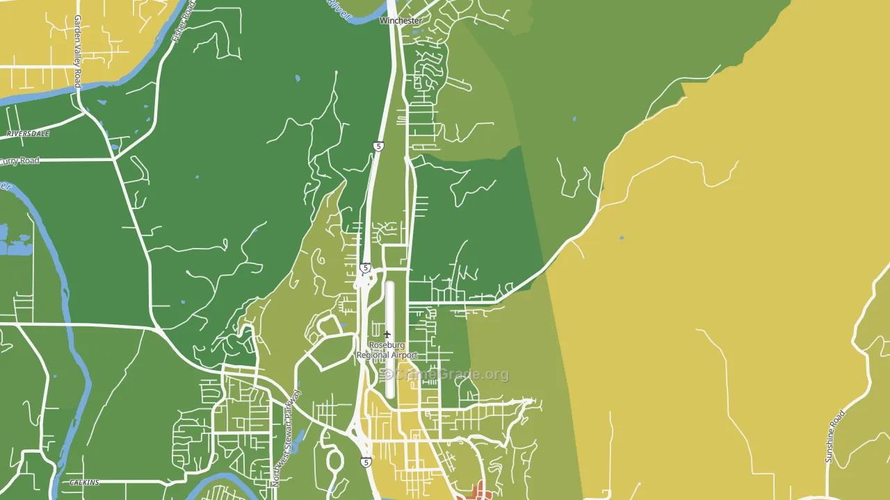 Roseburg North, OR Map of Murder Rates