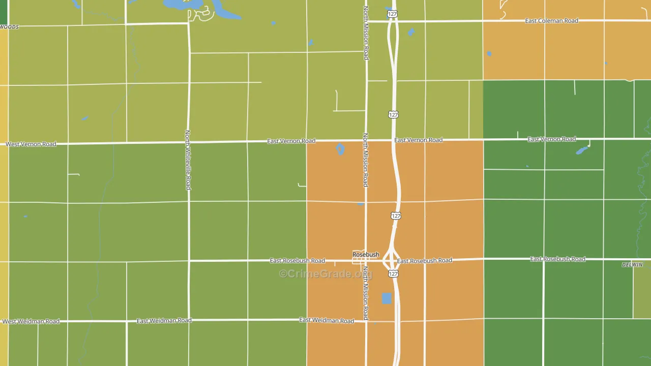 Rosebush, MI Map of Murder Rates
