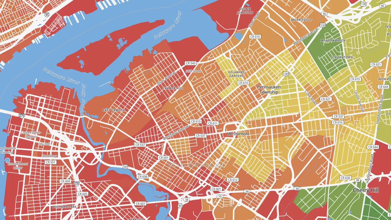 Rosedale, Camden, NJ Map of Murder Rates