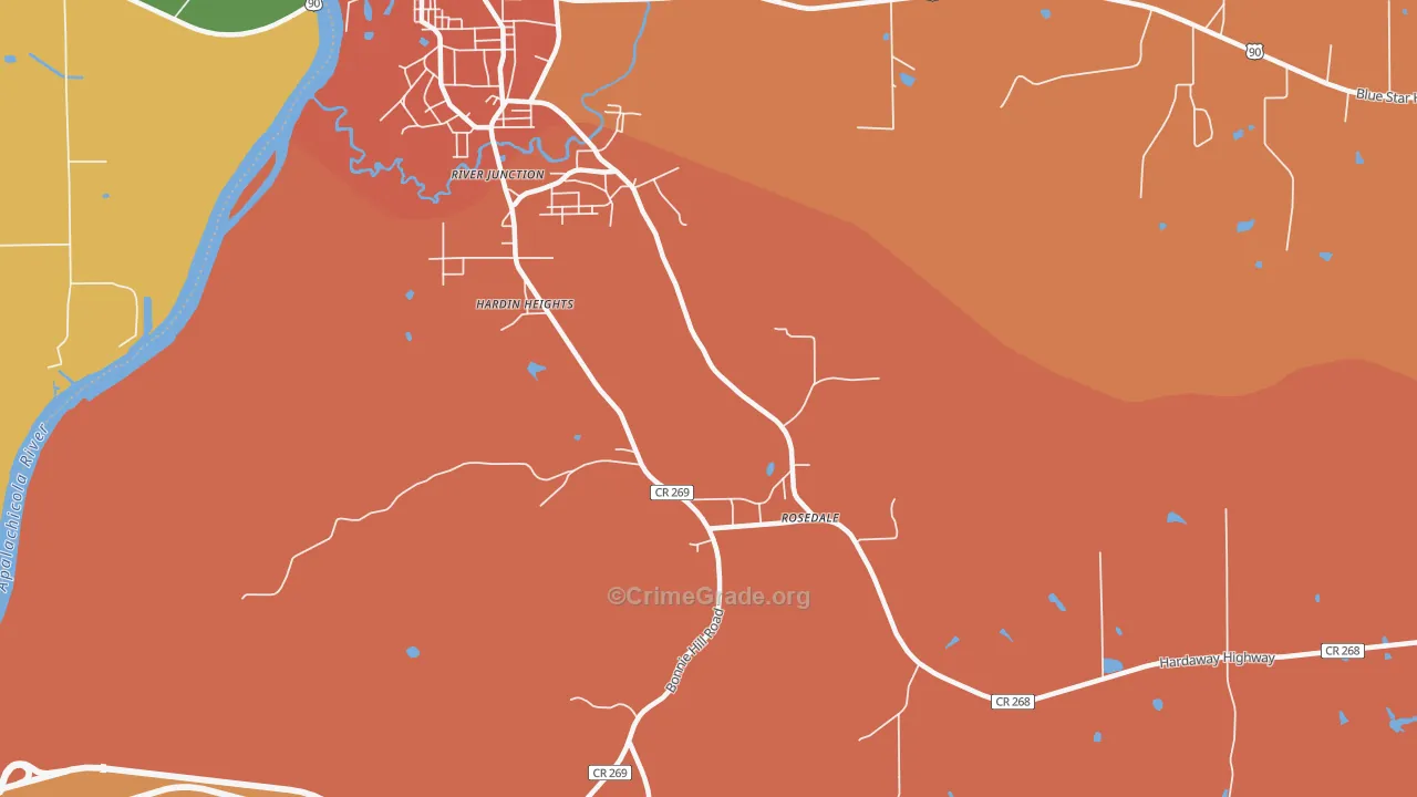 Rosedale, FL Map of Murder Rates