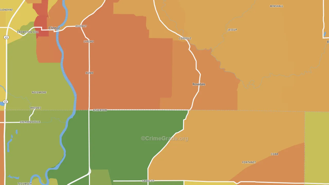 Rosedale, IN Map of Murder Rates