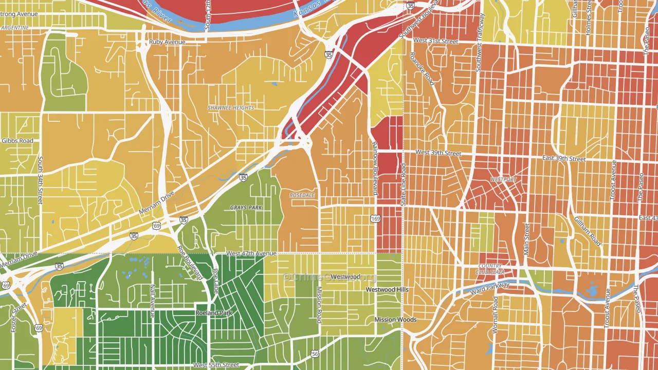 Rosedale, Kansas City, KS Map of Murder Rates