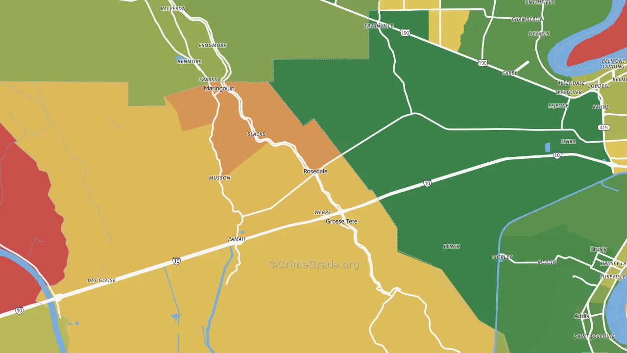 Rosedale, LA Map of Murder Rates