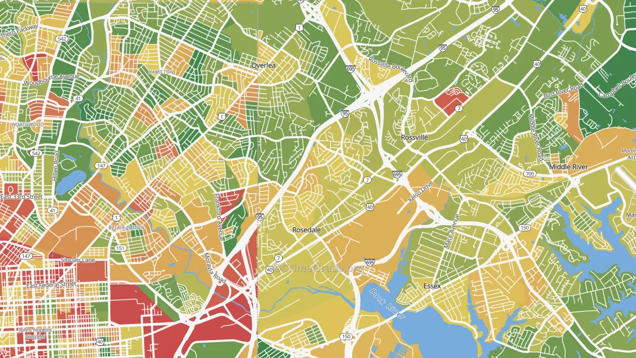 Rosedale, MD Map of Murder Rates