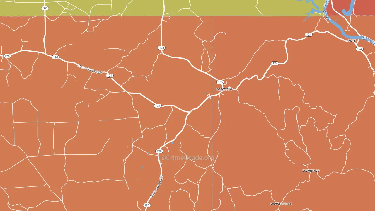 Rosefield, LA Map of Murder Rates
