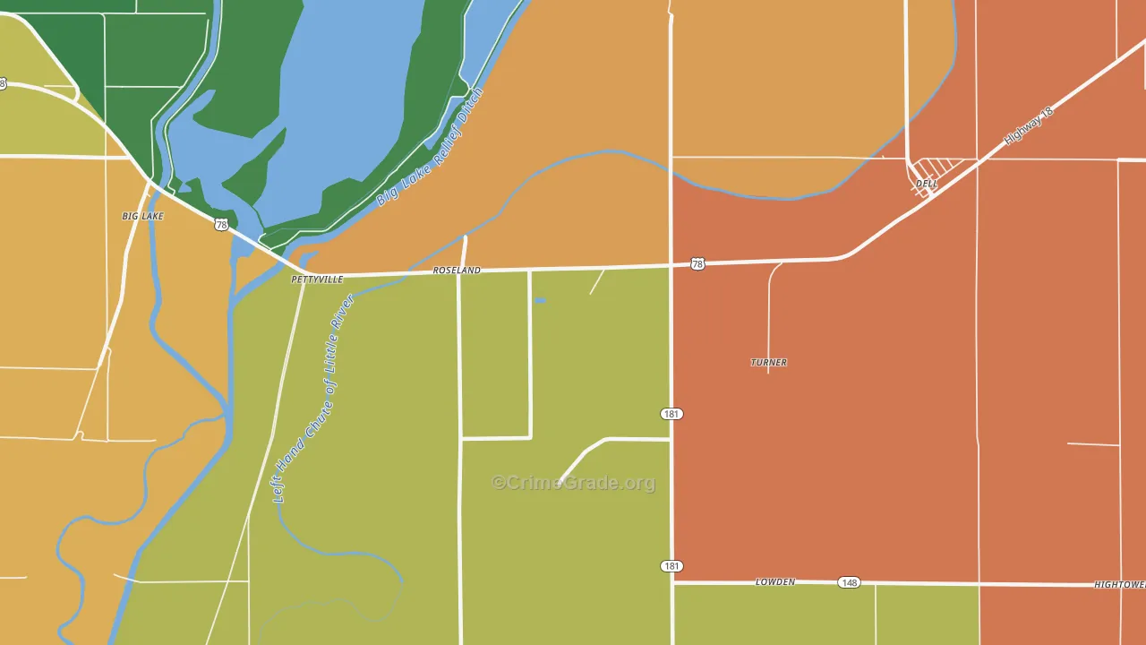 Roseland, AR Map of Murder Rates