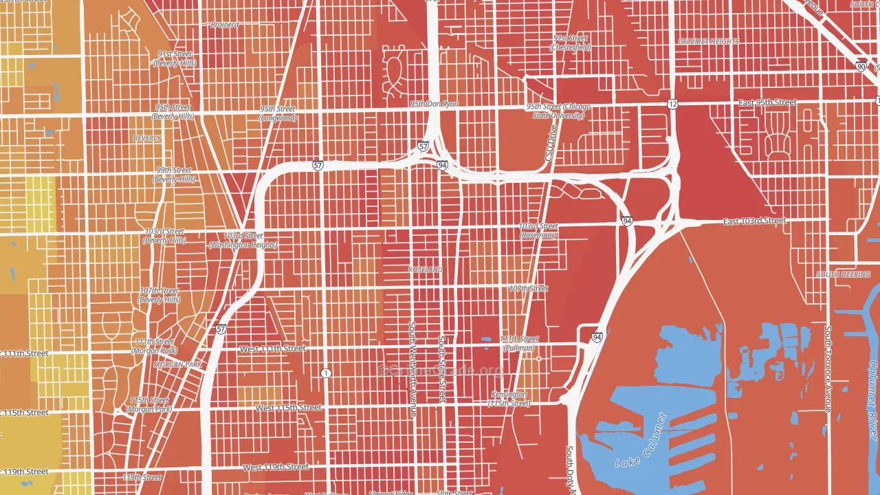 Roseland, Chicago, IL Map of Murder Rates